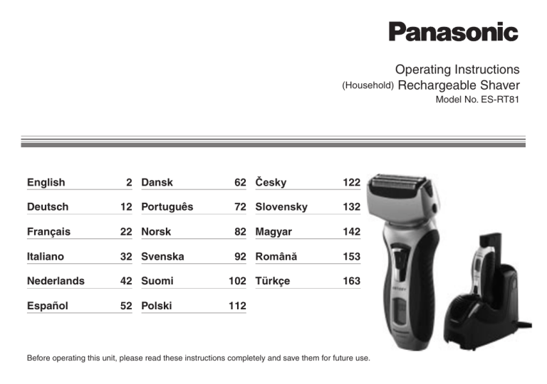 Panasonic ESRT81 Operating instructions Panasonic ESRT81 Operating instructions