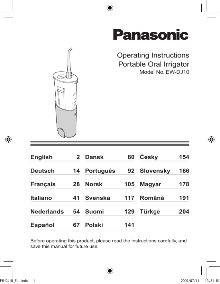Panasonic EWDJ10 Operating instructions Panasonic EWDJ10 Operating instructions