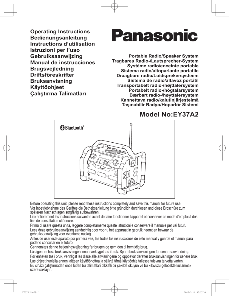 Panasonic EY37A2 Operating instructions Panasonic EY37A2 Operating instructions