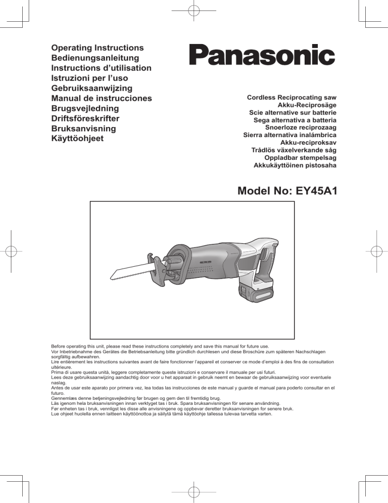 Panasonic EY45A1 Operating instructions Panasonic EY45A1 Operating instructions