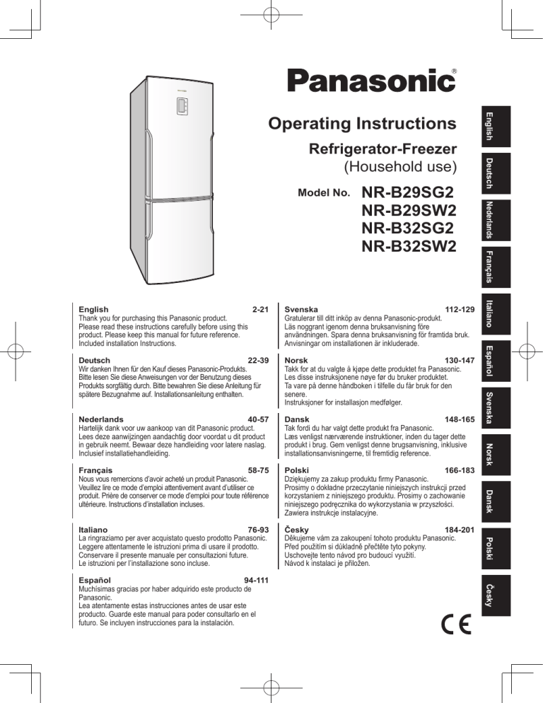 Panasonic NRB32SW2, NRB32SG2, NRB29SG2, NRB29SW2 Operating instructions Panasonic NRB32SW2, NRB32SG2, NRB29SG2, NRB29SW2 Operating instructions