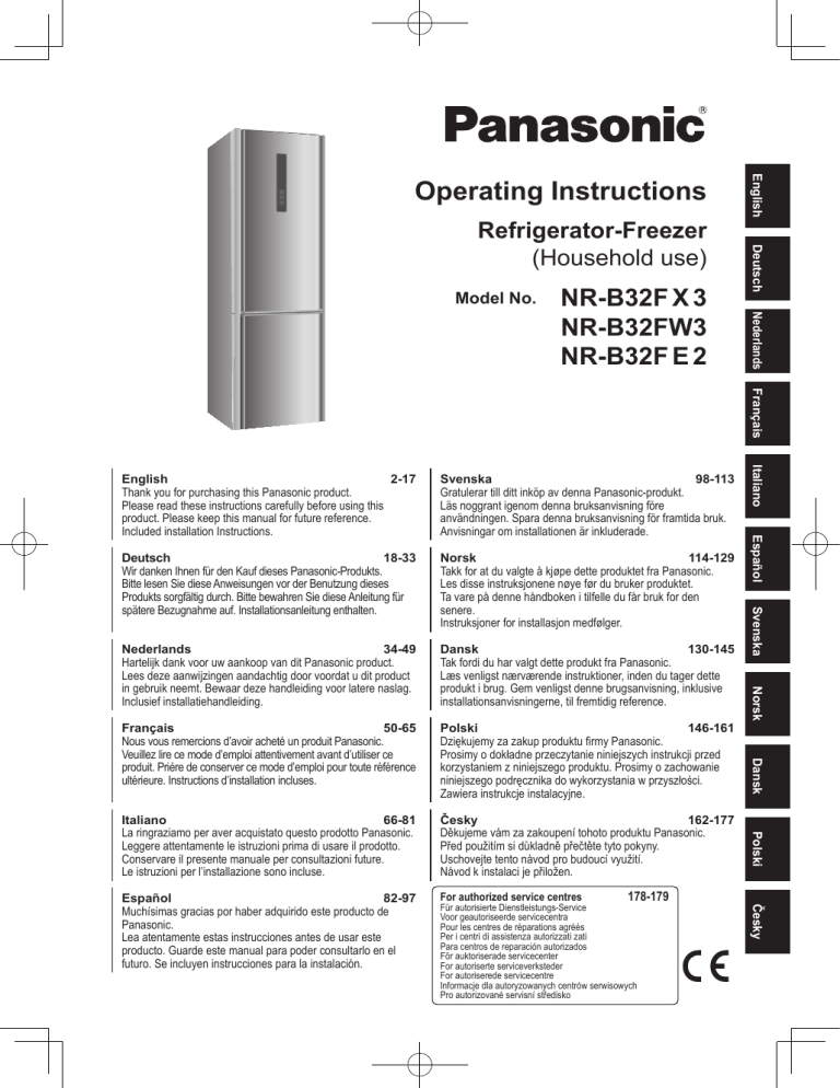 Panasonic NRB32FW3, NRB32FX3, NRB32FE2 Operating instructions Panasonic NRB32FW3, NRB32FX3, NRB32FE2 Operating instructions