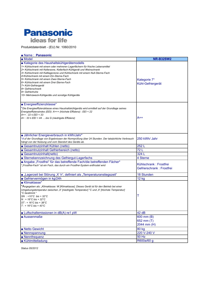 Panasonic NRB32SW2 Product information Panasonic NRB32SW2 Product information