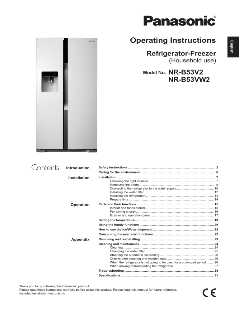 Panasonic NRB53VW2, NRB53V2 Operating instructions Panasonic NRB53VW2, NRB53V2 Operating instructions