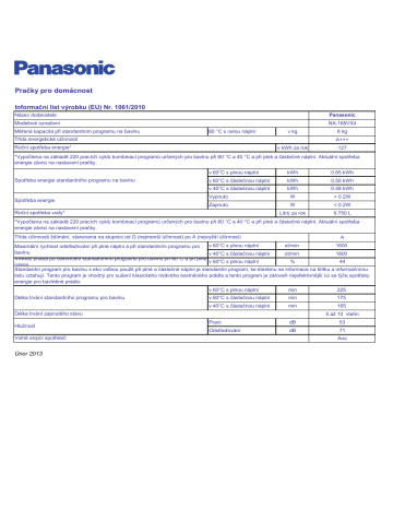 Panasonic NA168VX4 Product information Panasonic NA168VX4 Product information