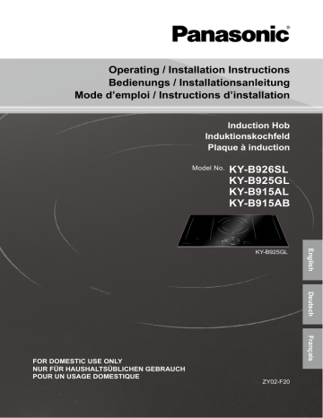 Panasonic KYB915ABEPG, KYB915ALEPG, KYB925GLEPG, KYB926SLEPG Owner's manual Panasonic KYB915ABEPG, KYB915ALEPG, KYB925GLEPG, KYB926SLEPG Owner's manual