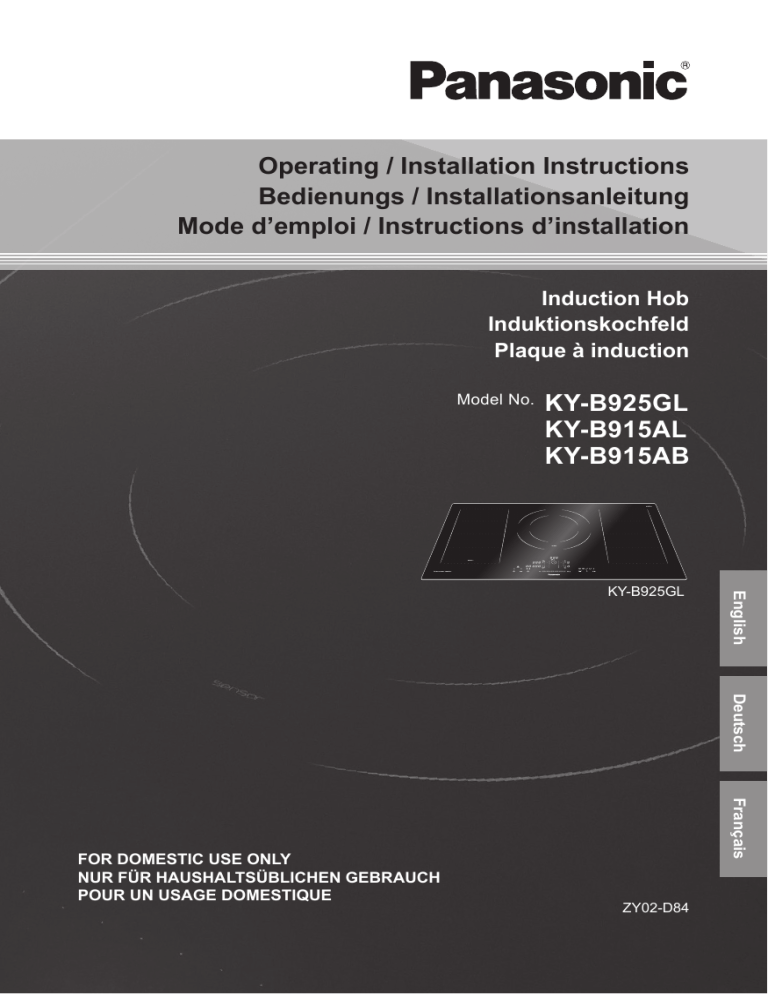 Panasonic KYB915ABEPG, KYB915ALEPG, KYB925GLEPG Owner's manual Panasonic KYB915ABEPG, KYB915ALEPG, KYB925GLEPG Owner's manual