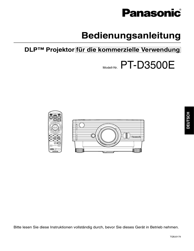 Panasonic PTD3500E Operating instructions Panasonic PTD3500E Operating instructions