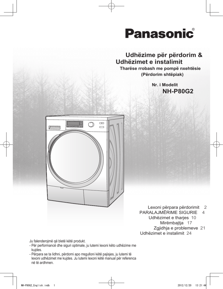 Panasonic NHP80G2 Operating instructions Panasonic NHP80G2 Operating instructions