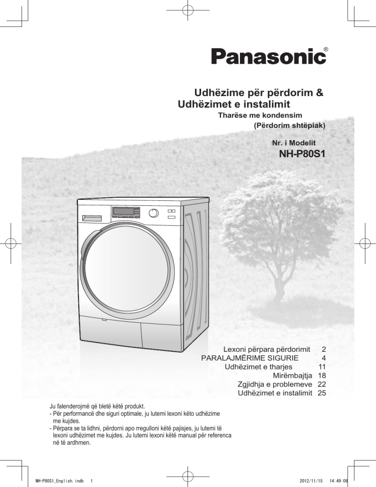 Panasonic NHP80S1 Operating instructions Panasonic NHP80S1 Operating instructions