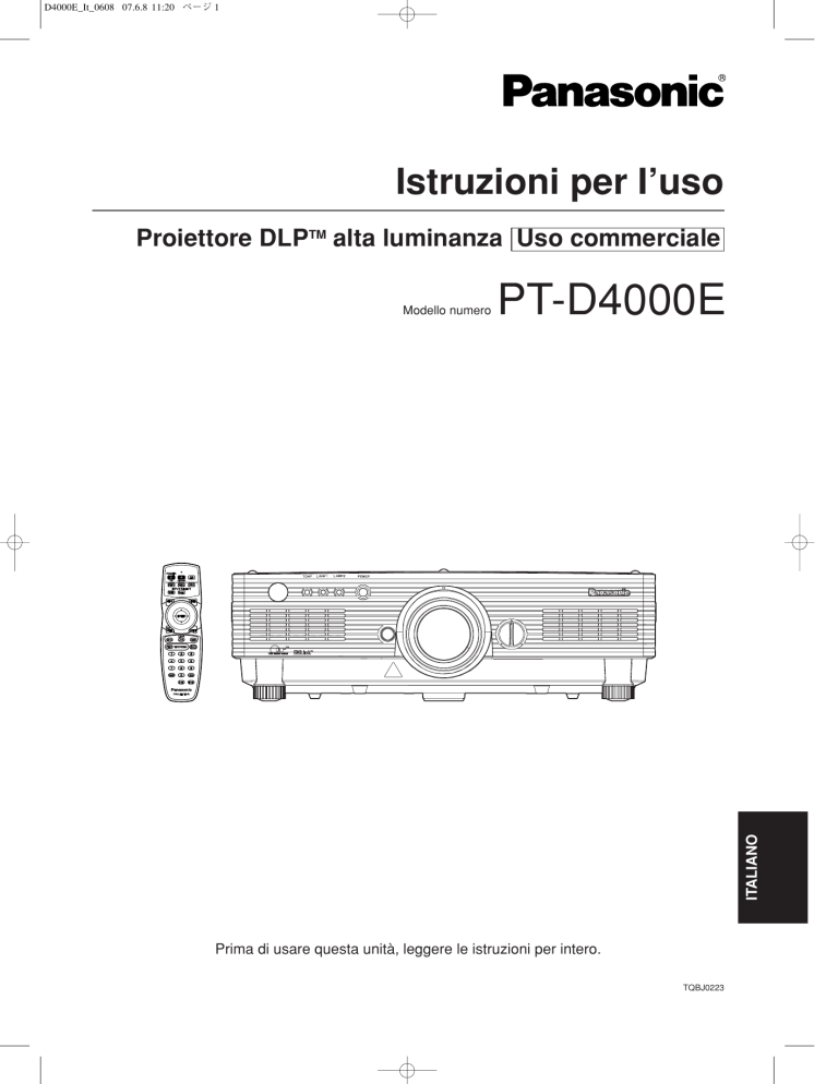 Panasonic PTD4000E Operating instructions Panasonic PTD4000E Operating instructions