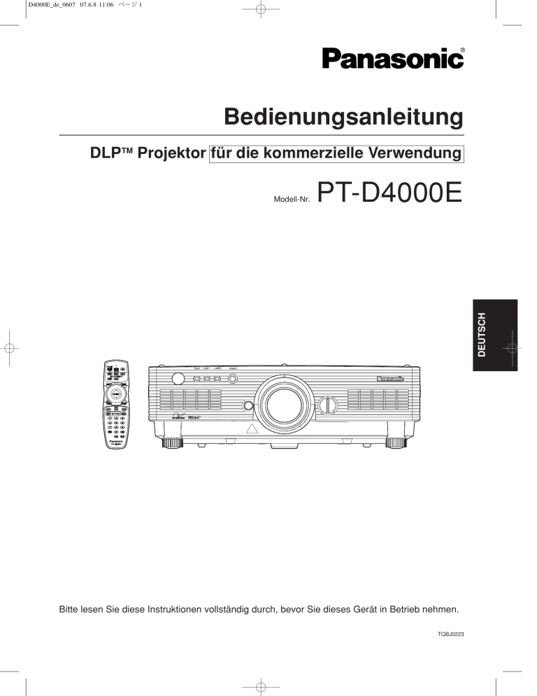 Panasonic PTD4000E Operating instructions Panasonic PTD4000E Operating instructions