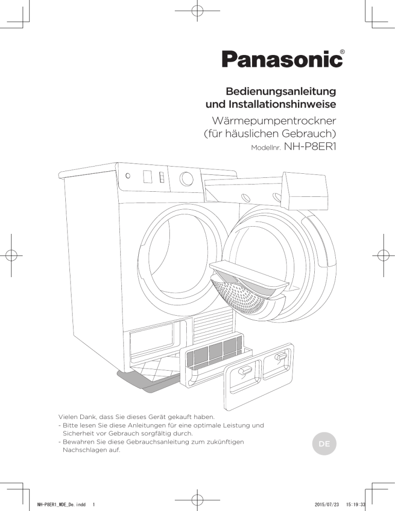 Panasonic NHP8ER1 Operating instructions Panasonic NHP8ER1 Operating instructions