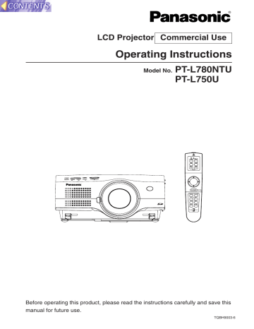 Panasonic PTL780, PTL780NTU, PTL780U Operating instructions Panasonic PTL780, PTL780NTU, PTL780U Operating instructions