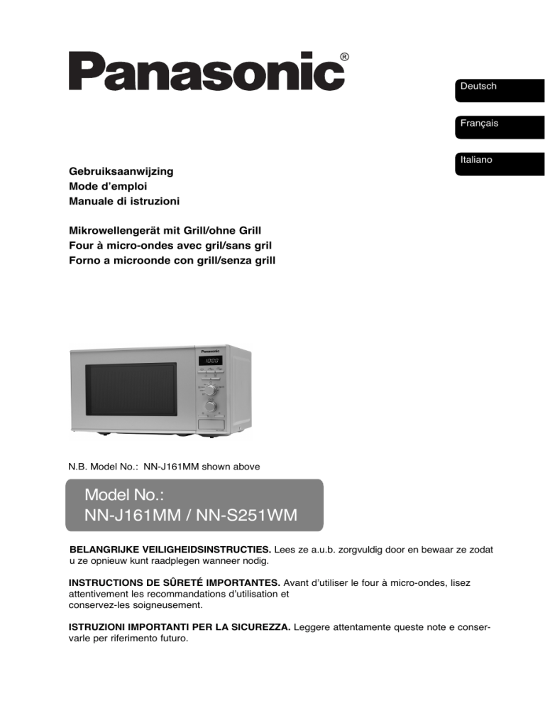 Panasonic NNS251WMWPG, NNJ161MMWPG Operating instructions Panasonic NNS251WMWPG, NNJ161MMWPG Operating instructions