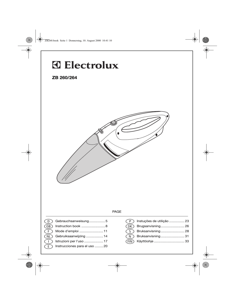 Electrolux ZB 264X User manual Electrolux ZB 264X User manual