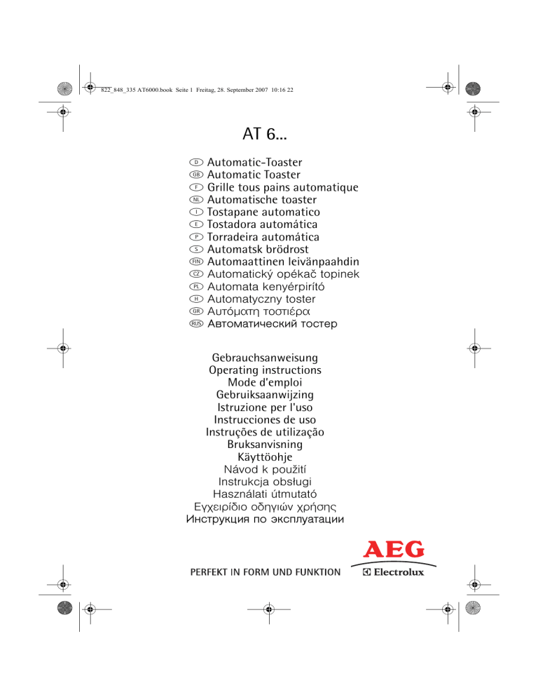 Electrolux AE6000SA User manual Electrolux AE6000SA User manual