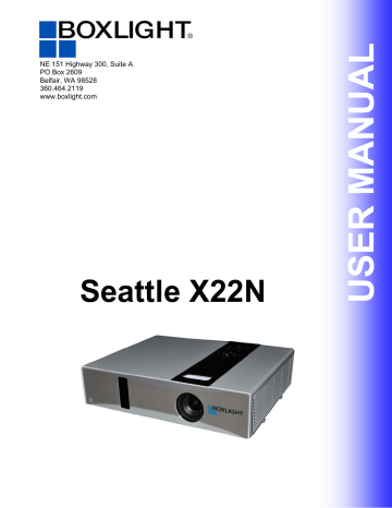 Boxlight Seattle X22N Projector Owner`s manual | Manualzz Boxlight Seattle X22N Projector Owner`s manual | Manualzz