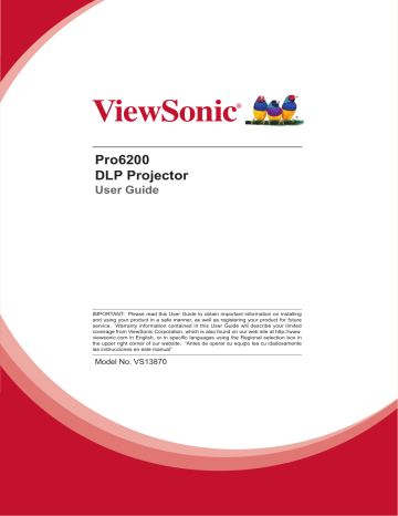 ViewSonic Pro6200 Projector User guide | Manualzz ViewSonic Pro6200 Projector User guide | Manualzz