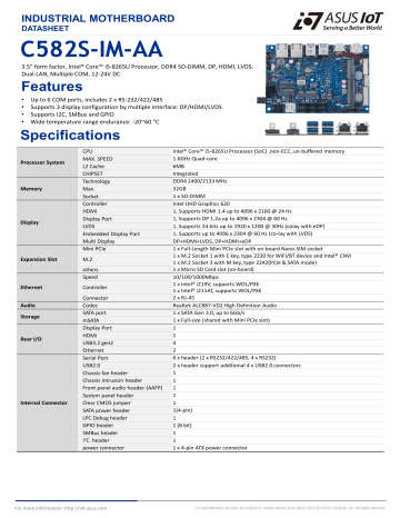 Asus C582S IM AA AI Accelerator Datasheet Manualzz