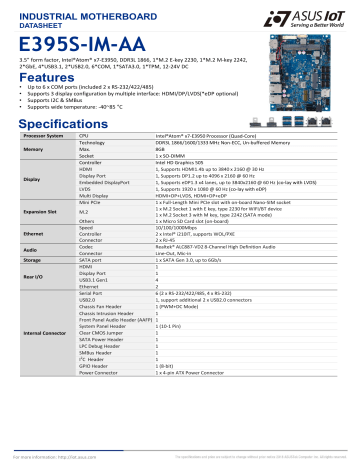 Asus E S Im Aa Ai Accelerator Datasheet Manualzz