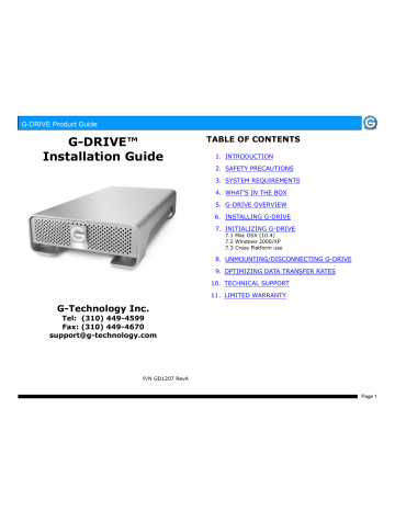 G-Technology GD4 1000, GD4 2000, GD4 500 Installation Manual | Manualzz