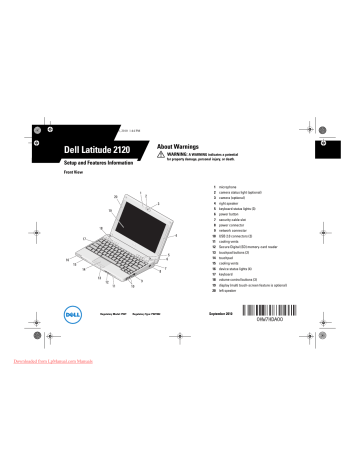 Dell Latitude 2120 Setup And Features Information | Manualzz