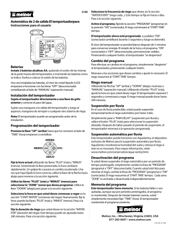 Melnor Two Zone Water Timer Instructions Manualzz