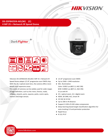 Hikvision Ds Df Ix Ael W Ptz Camera Data Sheet Manualzz