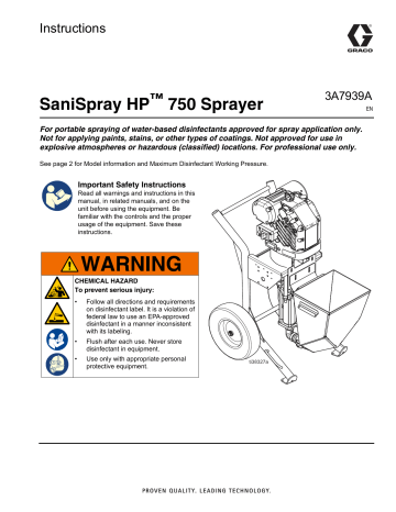 Graco 3A7939A, SaniSpray HP 750 Sprayer Owner's Manual | Manualzz Graco 3A7939A, SaniSpray HP 750 Sprayer Owner's Manual | Manualzz