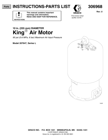 Graco 306968U 10 in. (255 mm) DIAMETER King Air Motor Owner's Manual | Manualzz Graco 306968U 10 in. (255 mm) DIAMETER King Air Motor Owner's Manual | Manualzz