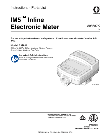 Graco 308687K IM5 Inline Electronic Meter Owner's Manual | Manualzz Graco 308687K IM5 Inline Electronic Meter Owner's Manual | Manualzz