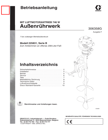 Graco 306358f , Außenrührwerk mit Luftmotorantrieb Bedienungsanleitung | Manualzz Graco 306358f , Außenrührwerk mit Luftmotorantrieb Bedienungsanleitung | Manualzz