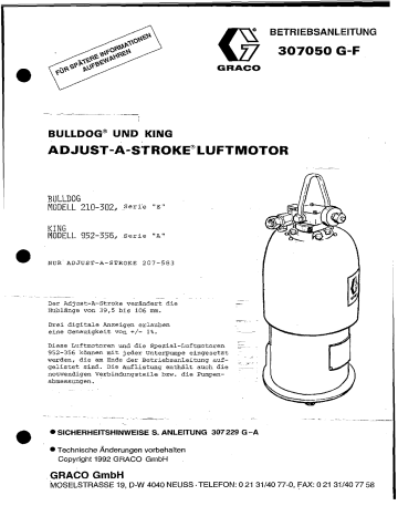 Graco 307050 Bedienungsanleitung | Manualzz Graco 307050 Bedienungsanleitung | Manualzz