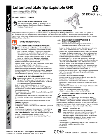Graco 311937Gc - G40 Air Assisted Spray Gun Bedienungsanleitung | Manualzz Graco 311937Gc - G40 Air Assisted Spray Gun Bedienungsanleitung | Manualzz