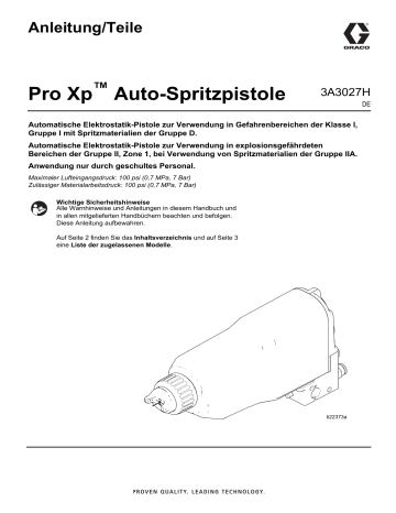 Graco 3A3027H, Handbuch, Pro Xp Auto-Spritzpistole, Anleitung/Teile Bedienungsanleitung | Manualzz Graco 3A3027H, Handbuch, Pro Xp Auto-Spritzpistole, Anleitung/Teile Bedienungsanleitung | Manualzz