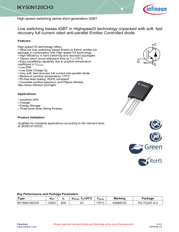 Infineon IKY50N120CH3 IGBT Discrete Data Sheet Manualzz