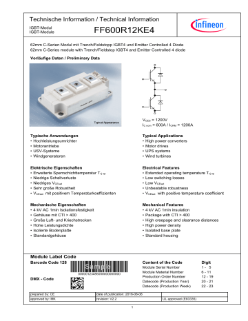 Infineon Ff R Ke Igbt Module Data Sheet Manualzz