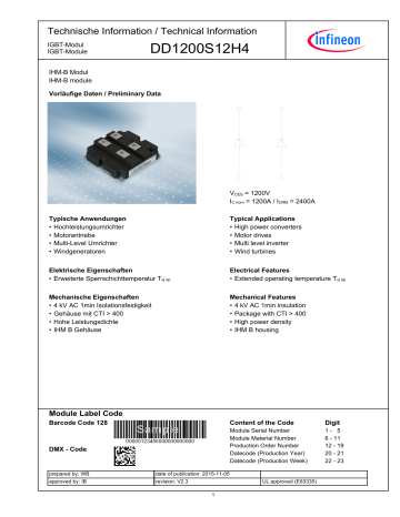 Infineon Dd S H Igbt Module Data Sheet Manualzz