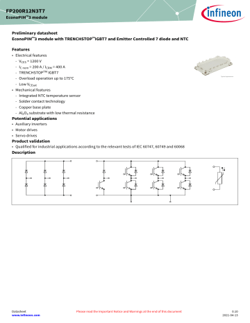 Infineon FP200R12N3T7 IGBT Module Data Sheet Manualzz