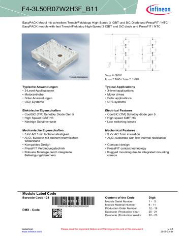 Infineon F4 3L50R07W2H3F B11 IGBT Module Data Sheet Manualzz