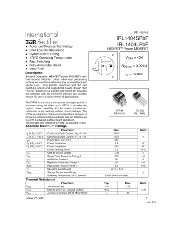 Infineon IRL1404S MOSFET Data Sheet Manualzz