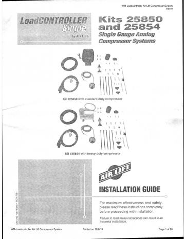 Air Lift LoadController 25850 Installation Manual | Manualzz