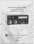 Ehrhorn Technological Operations ALPHA 76A Operating And Technical Manual