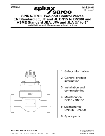 Spirax Sarco Spira Trol Two Port Control Valves Installation And