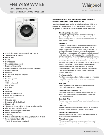 Whirlpool FFB 7459 WV EE Washing Machine Manual De Utilizare Manualzz