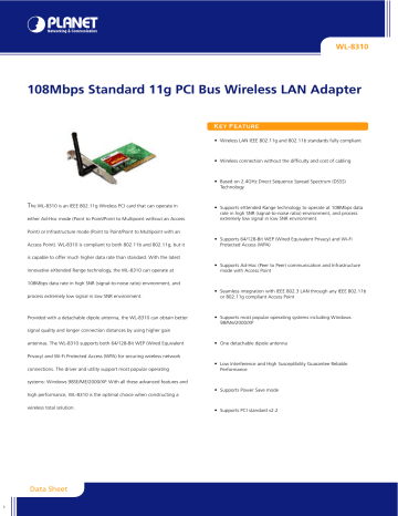 PLANET WL 8310 Datasheet Manualzz