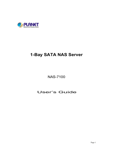 PLANET NAS-7100 User's manual | Manualzz PLANET NAS-7100 User's manual | Manualzz