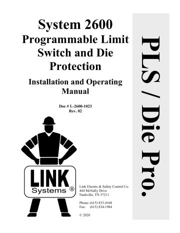 Link Systems 2600 PLS & Die Protection Manual | Manualzz