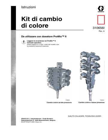 Graco 310656a , Kit di cambio di colore da utilizzare con dosatore ProMix II Manuale del proprietario | Manualzz Graco 310656a , Kit di cambio di colore da utilizzare con dosatore ProMix II Manuale del proprietario | Manualzz